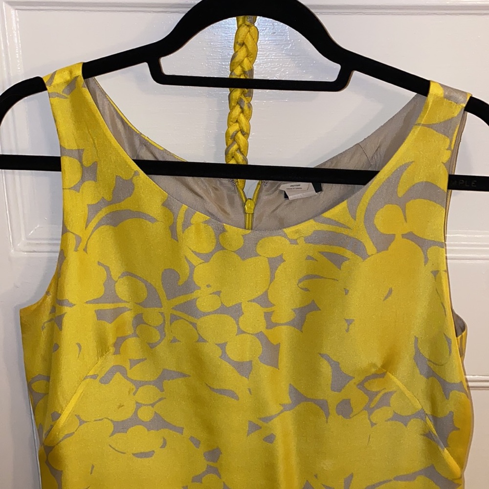 Yellow and grey silk J.crew summer shift dress